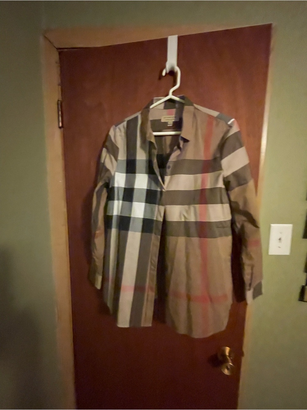 Burberry Classic Check Button-Up Shirt in Tan, Black, White, Red - Picture 5 of 10